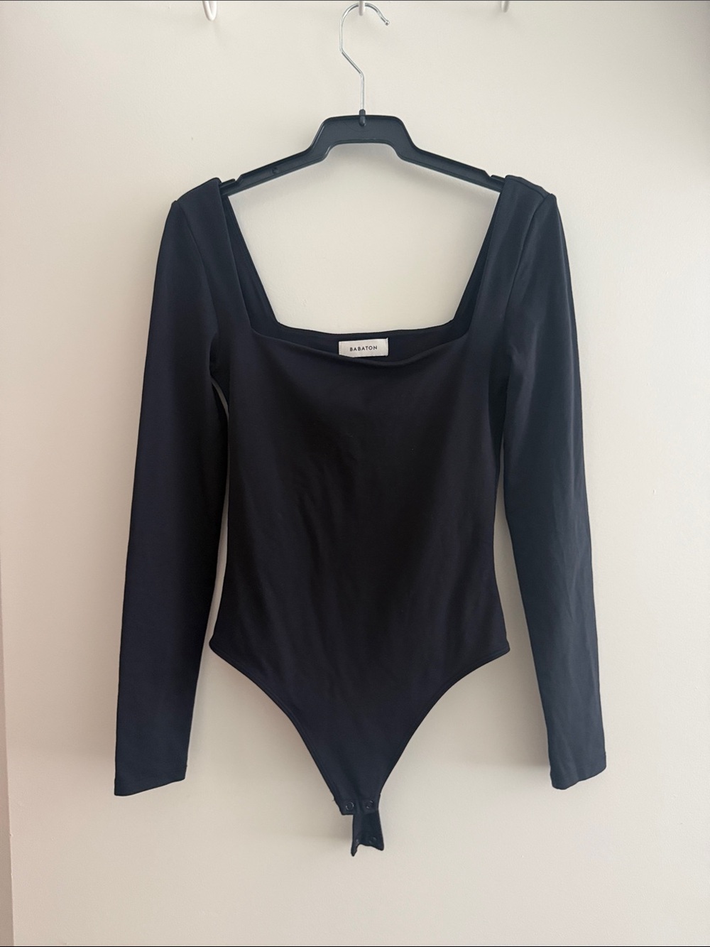 ARITZIA Babaton Black Square Neck Long Sleeve Bodysuit
